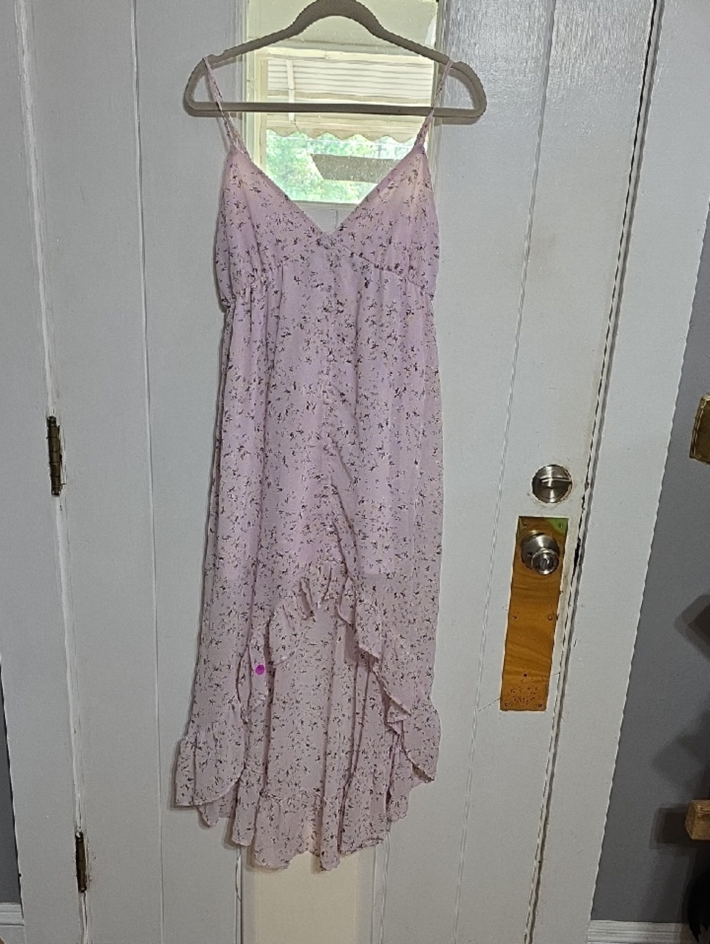 No Comment NY*LA Women's/Junior's Sundress Lavender Floral High/Low Hem Sz L EUC